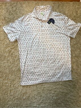 Tailorbyrd White Polo with Red and Navy Micro-Print